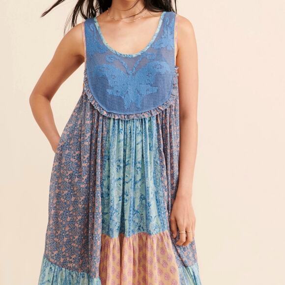 NWT Free People Size Small Lost Palms Maxi Dress Patchwork Print Boho $198 - Picture 3 of 6